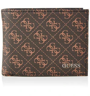 Guess Vezzola Leather Wallet with sf/cp Compartments Brown Logo Men