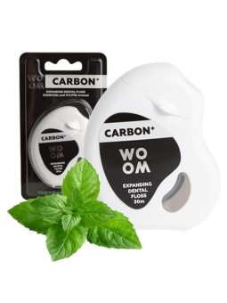 WOOM Carbon filo interdentale espandente con carbone attivo 30m