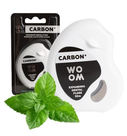 WOOM Carbon filo interdentale espandente con carbone attivo 30m