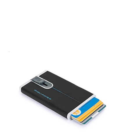 Porta carte Piquadro Blue Square in pelle grigia uomo