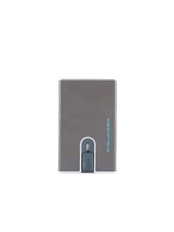 Porta Carte di Credito Piquadro Blue Square in Pelle Grigia
