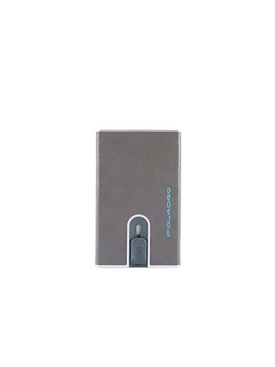 Porta Carte di Credito Piquadro Blue Square in Pelle Grigia