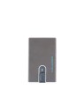 Porta Carte di Credito Piquadro Blue Square in Pelle Grigia