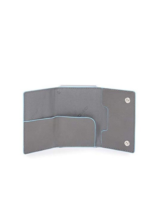 Porta Carte di Credito Piquadro Blue Square in Pelle Grigia