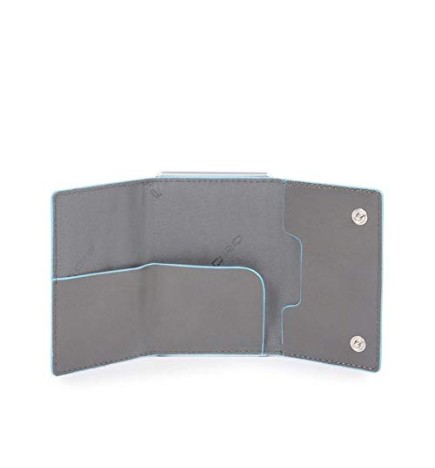 Piquadro Blue Square Porta Carte di Credito in Pelle con Sistema Scorrevole e Compatto per Banconote PP4891B2RGR6 Grigio uomo