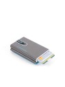 Porta Carte di Credito Piquadro Blue Square in Pelle Grigia
