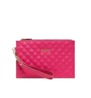 Borsa a Mano Guess Eco Pelle Effetto Trapuntato Polsino Fucsia Donna