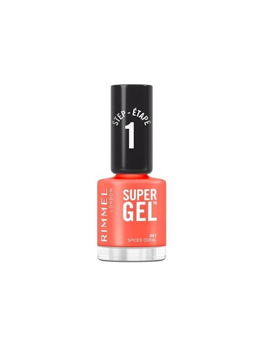 Rimmel Super Gel STEP1 Smalto per unghie in gel 12 ml 047 Corallo Speziato donna