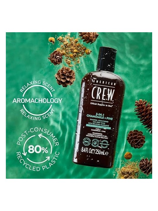 Shampoo American Crew 3 in 1 Camomilla Pino donna 250ml