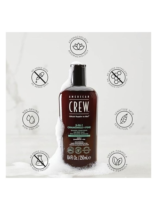 Shampoo American Crew 3 in 1 Camomilla Pino donna 250ml
