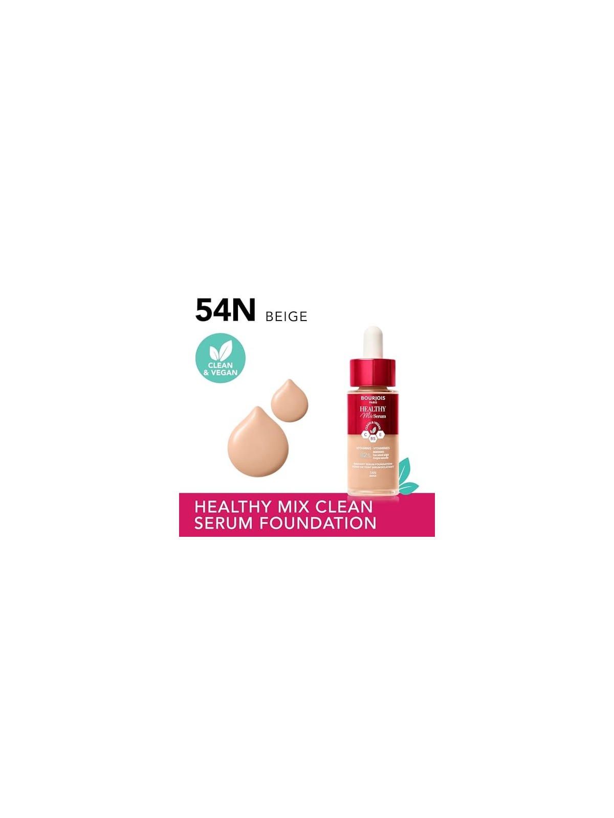 Bourjois Fondotinta Healthy Mix Clean Vegan Serum 30 ml donna 54N Beige