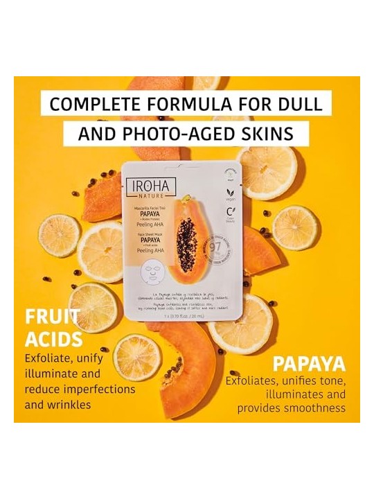 Iroha PAPAYA AHA Peeling Face Mask 1 unit unisex