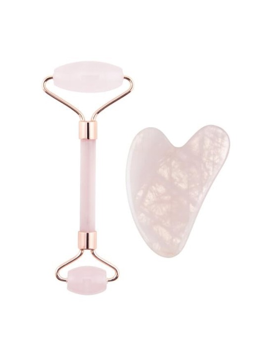 Set Donna di Rullo in Quarzo Rosa e Giada Gua Sha