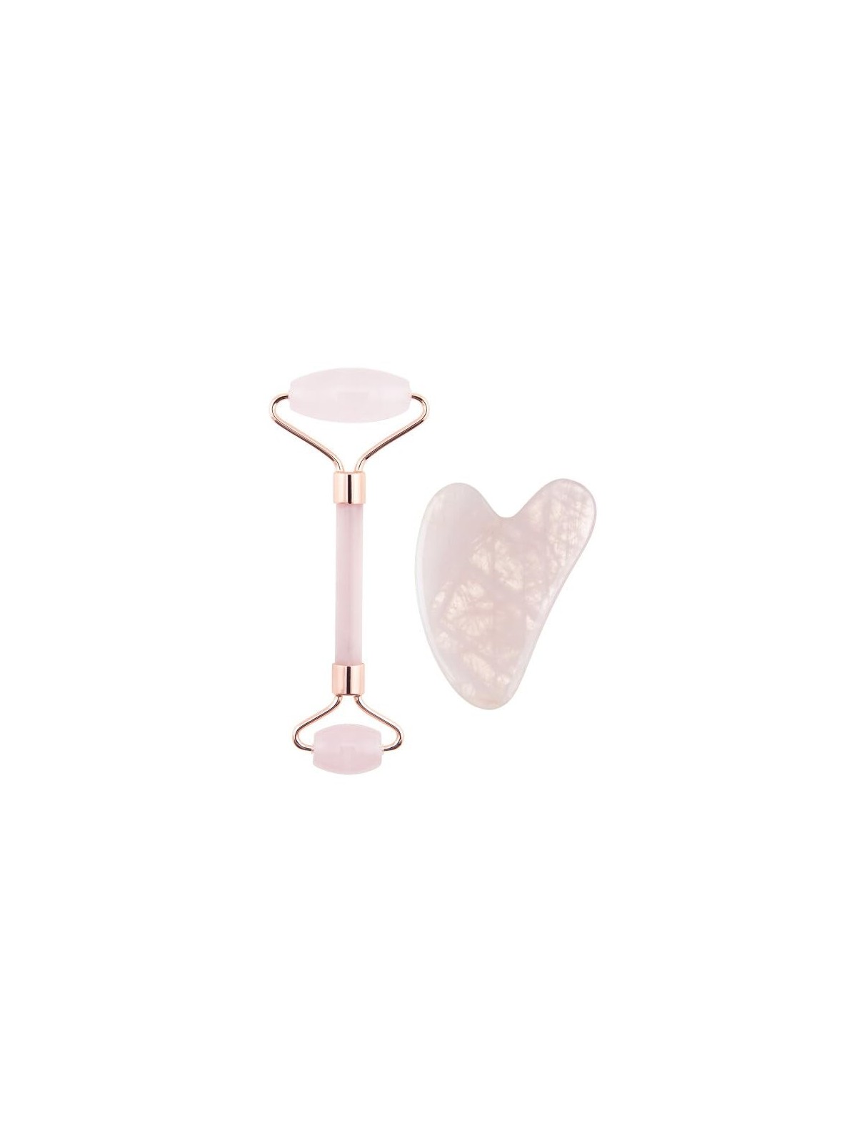 Set Donna di Rullo in Quarzo Rosa e Giada Gua Sha