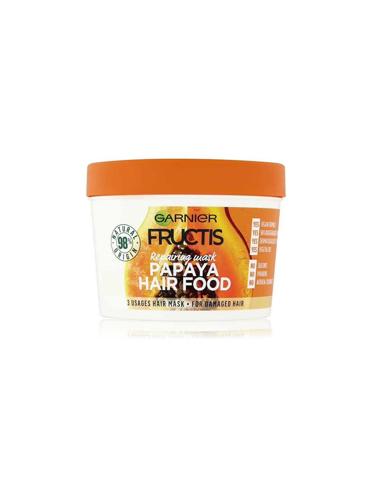 Maschera ristrutturante per capelli danneggiati Fructis Papaya Hair Food 390 ml