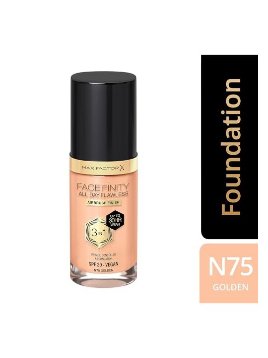 Max Factor All Day Flawless Facefinity 3 in 1 Makeup 30ml 75 Golden