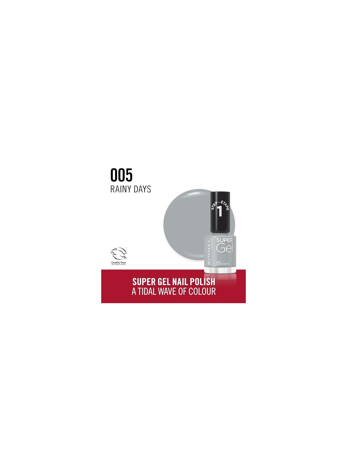 Rimmel Super Gel STEP1 Smalto semipermanente 12 ml donna 005 Rainy Days