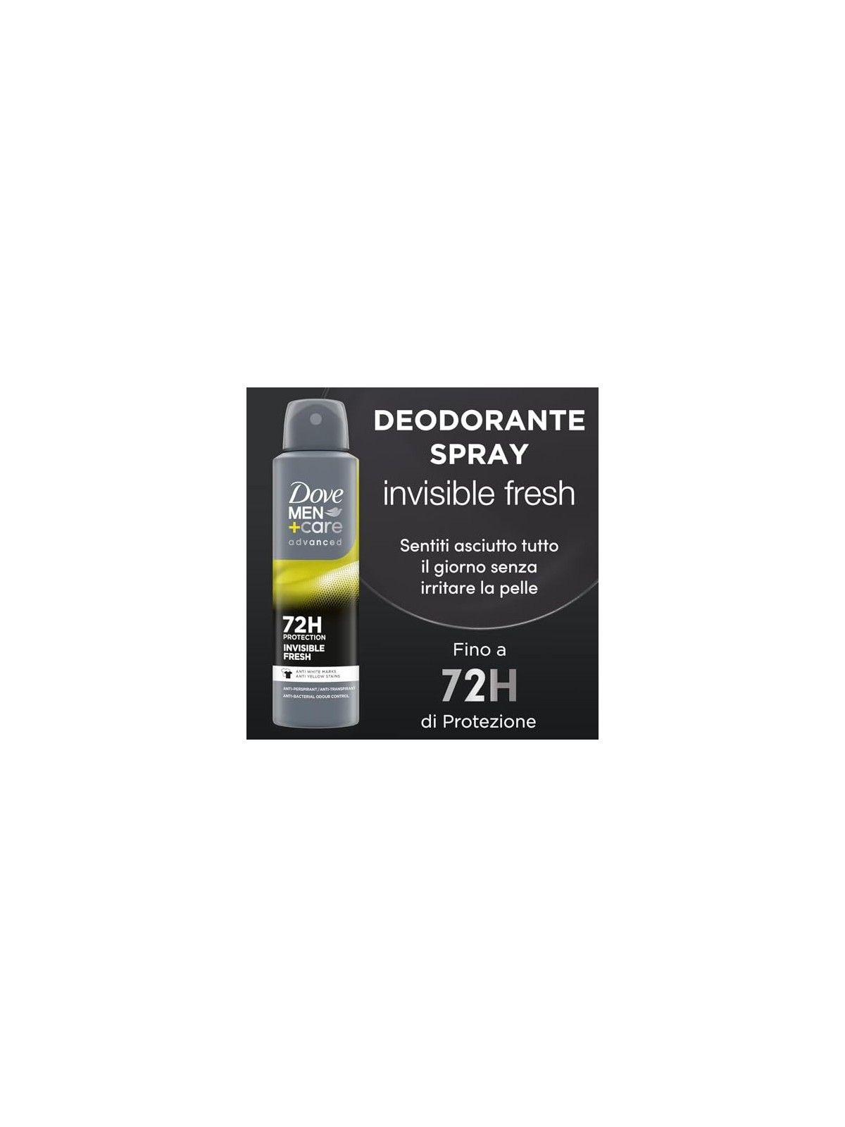 Dove Men Care Antitraspirante Advanced Invisible Fresh 72H uomo 150ml
