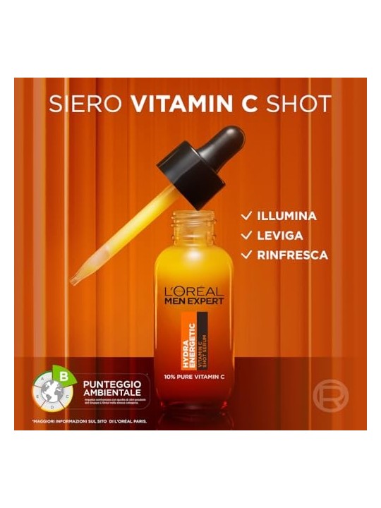 LOrï¿½ï¿½al Men Expert Hydra Energetic Vitamin C Shot Serum Siero contro i segni di affaticamento della pelle uomo 30ml