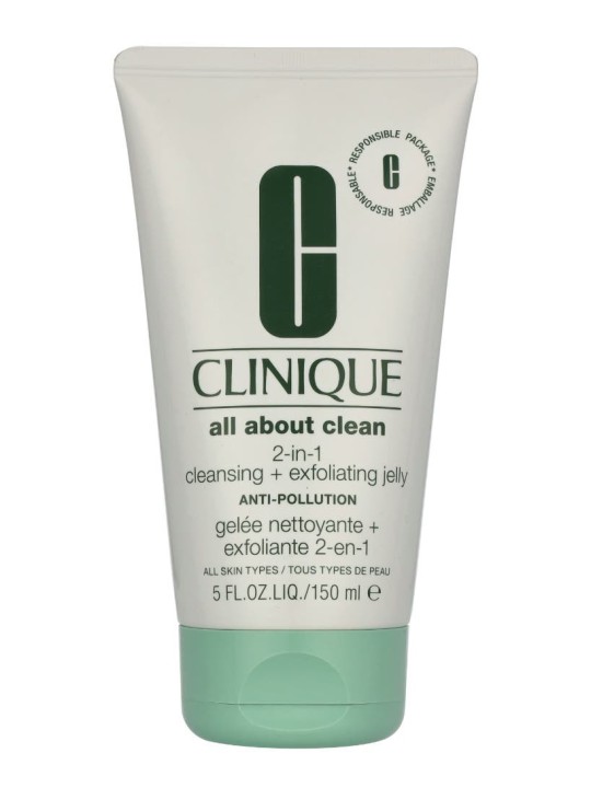 Clinique All About Clean 2-in-1 Detergente Esfoliante Jelly gel detergente viso delicato pulizia profonda 150ml