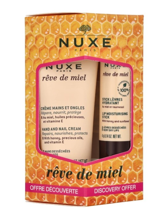 Nuxe Reve De Miel Set 34ml Hand & Nail Cream 30ml-Lip