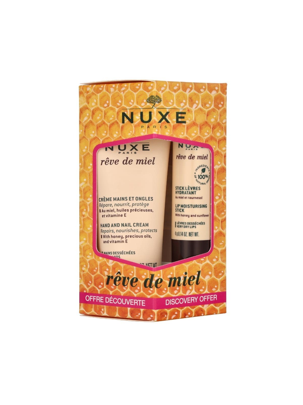 Nuxe Reve De Miel Set 34ml Hand & Nail Cream 30ml-Lip