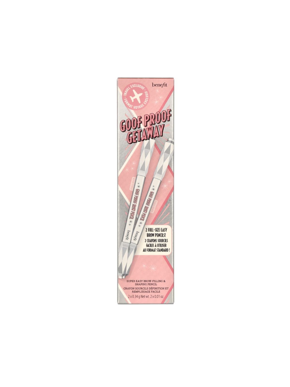 Benefit Goof Proof Getaway Duo donna 0,68g 2x Brow Shaping Pencil-Travel Set-Waterproof 12 Hours