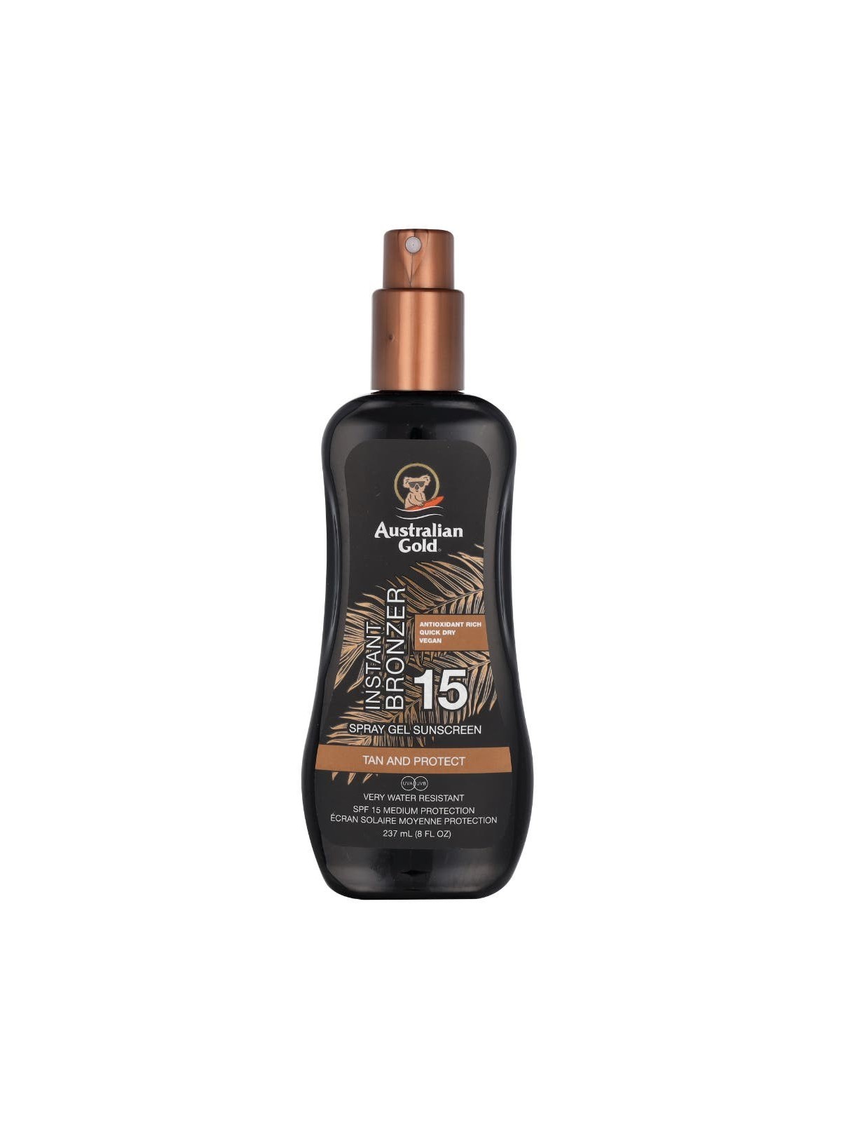 Australian Gold Spray Gel Instant Bronzer SPF15 237ml Australian Gold www.essenzetotalstyle.com 