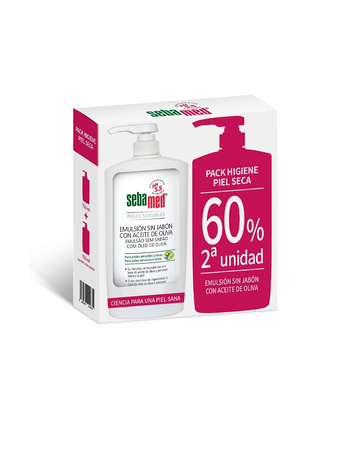 Gel bagno Sebamed EMULSIONE SENZA SAPONE con olio doliva duo 2 x 750ml unisex