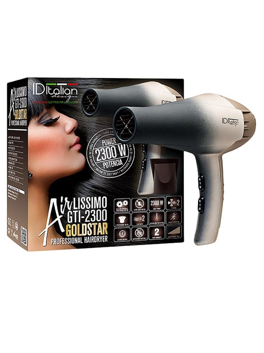Id Italian AIRLISSIMO GTI 2300 Gold Star Hair Dryer