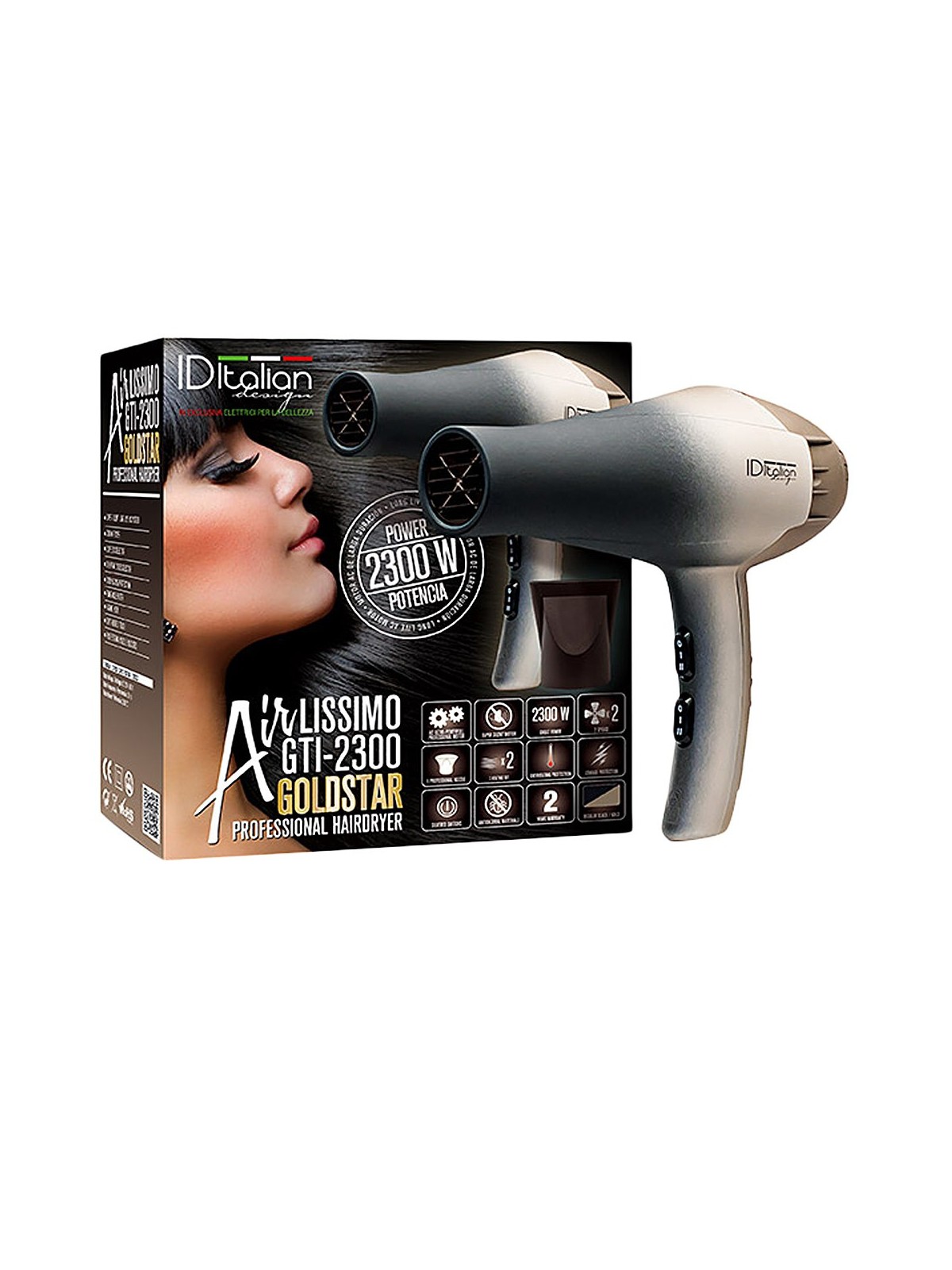 Id Italian AIRLISSIMO GTI 2300 Gold Star Hair Dryer