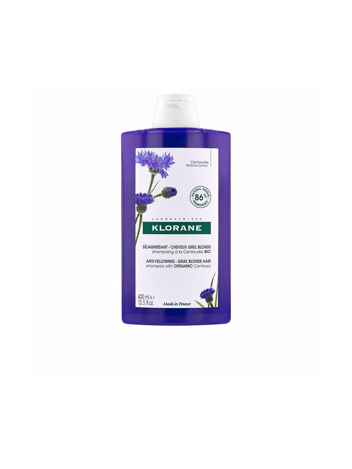 Klorane A LA CENTAUREA BIO shampoo antigiallo per capelli grigi e biondi 400ml unisex