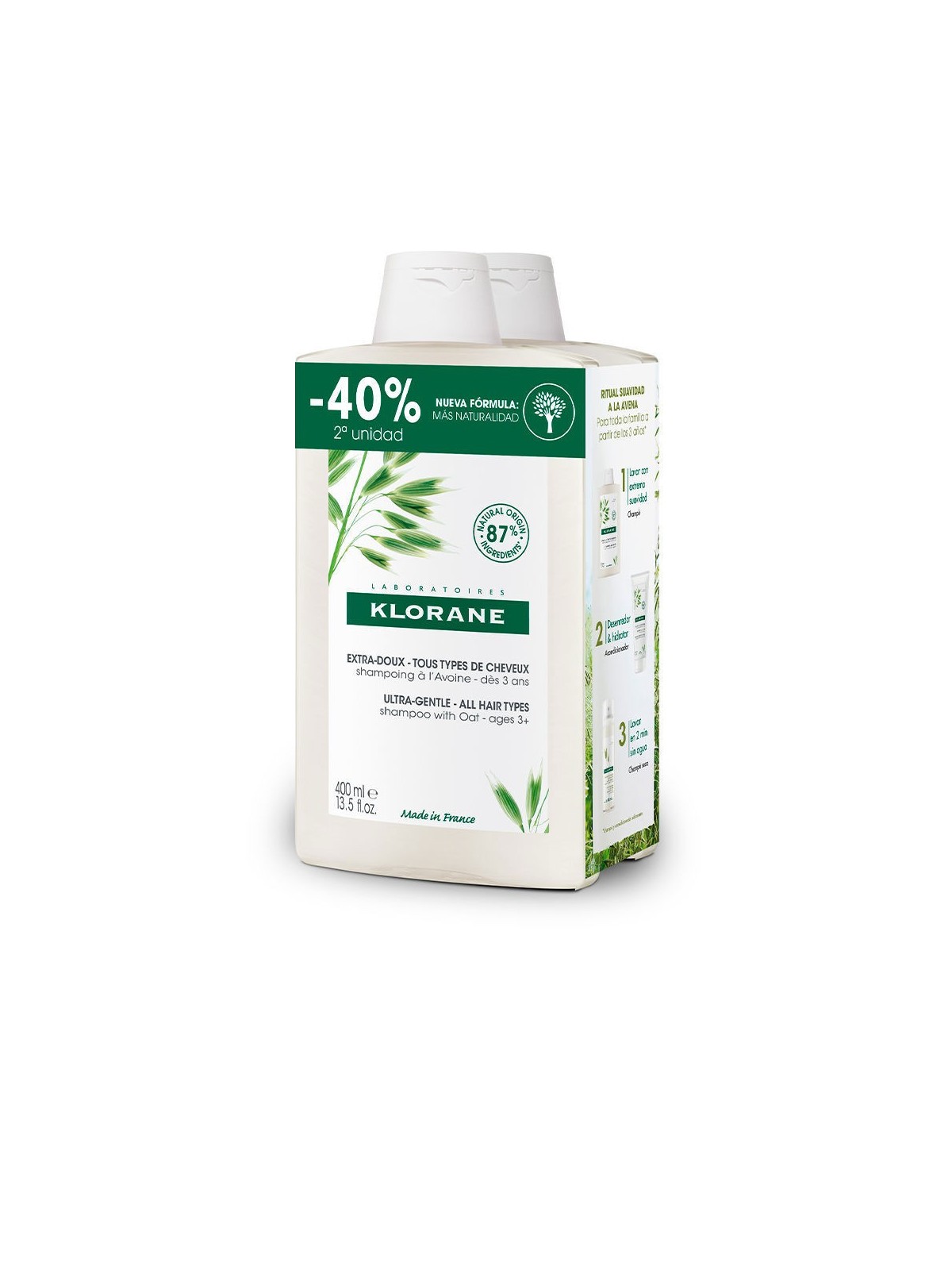 Klorane Shampoo Latte d'Avena Delicato Duo 2 x 400ml - Unisex 400ml