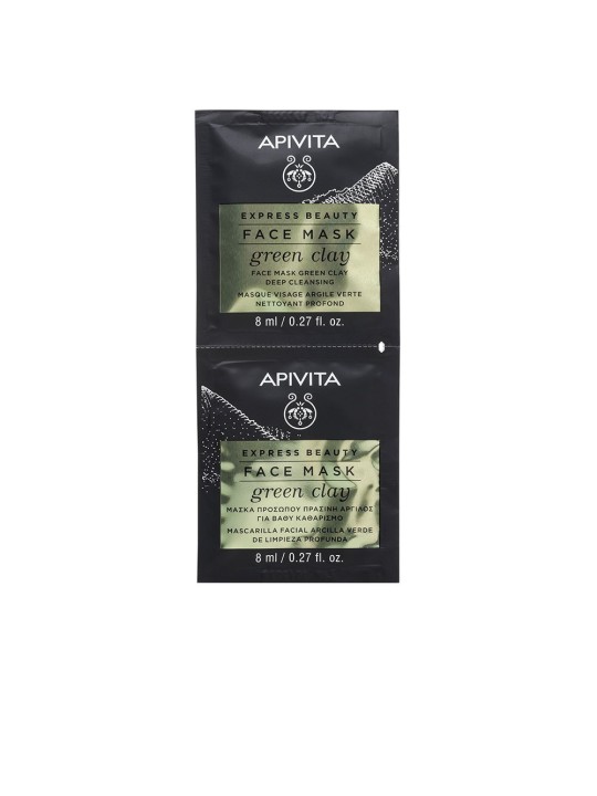 Maschera detergente profonda con argilla verde Apivita 2 x 8ml