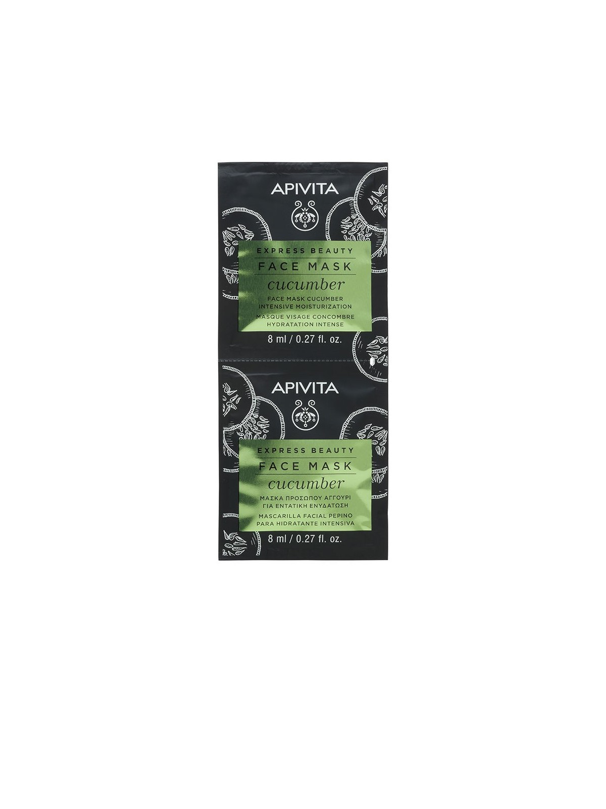 Apivita EXPRESS BEAUTY maschera idratante intensiva con cetriolo 2 x 8ml