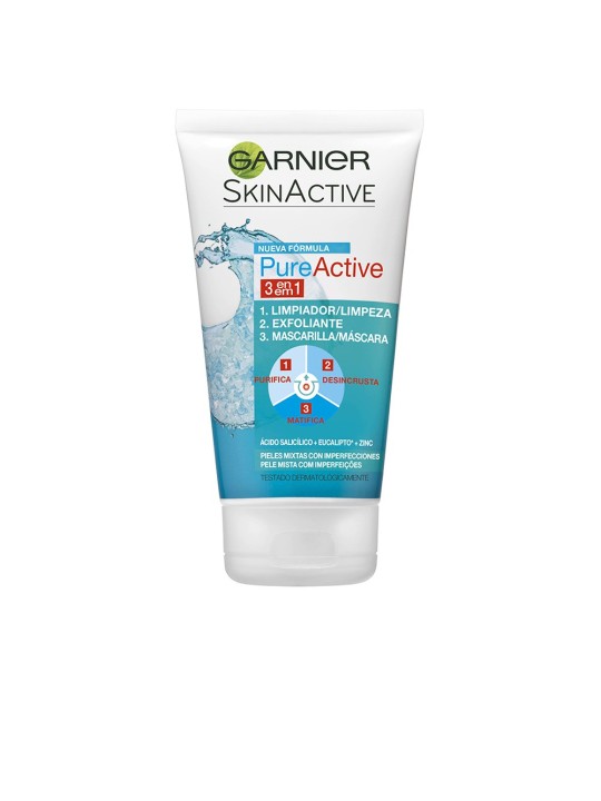 GARNIER PURE ACTIVE 3 in 1 Cleansing Gel for Oily Skin 150ml Women