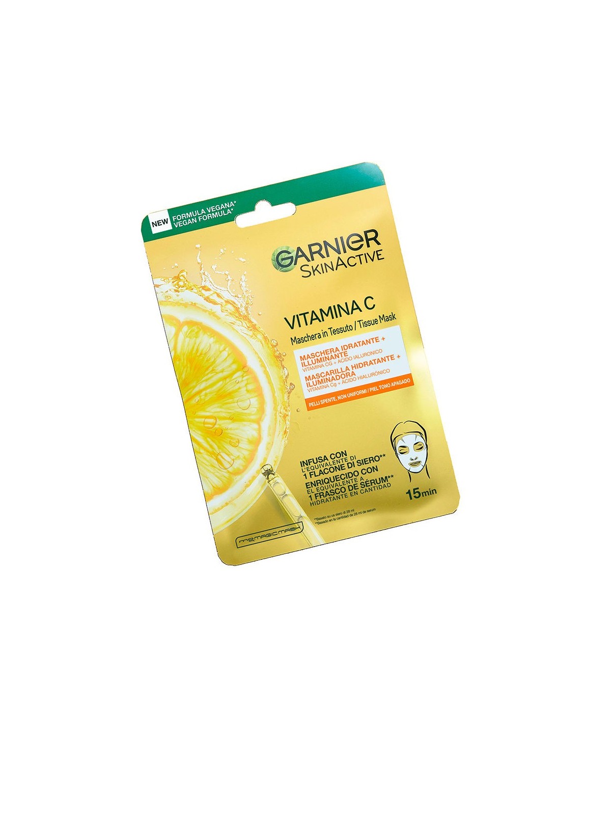 Maschera viso in tessuto con vitamina C