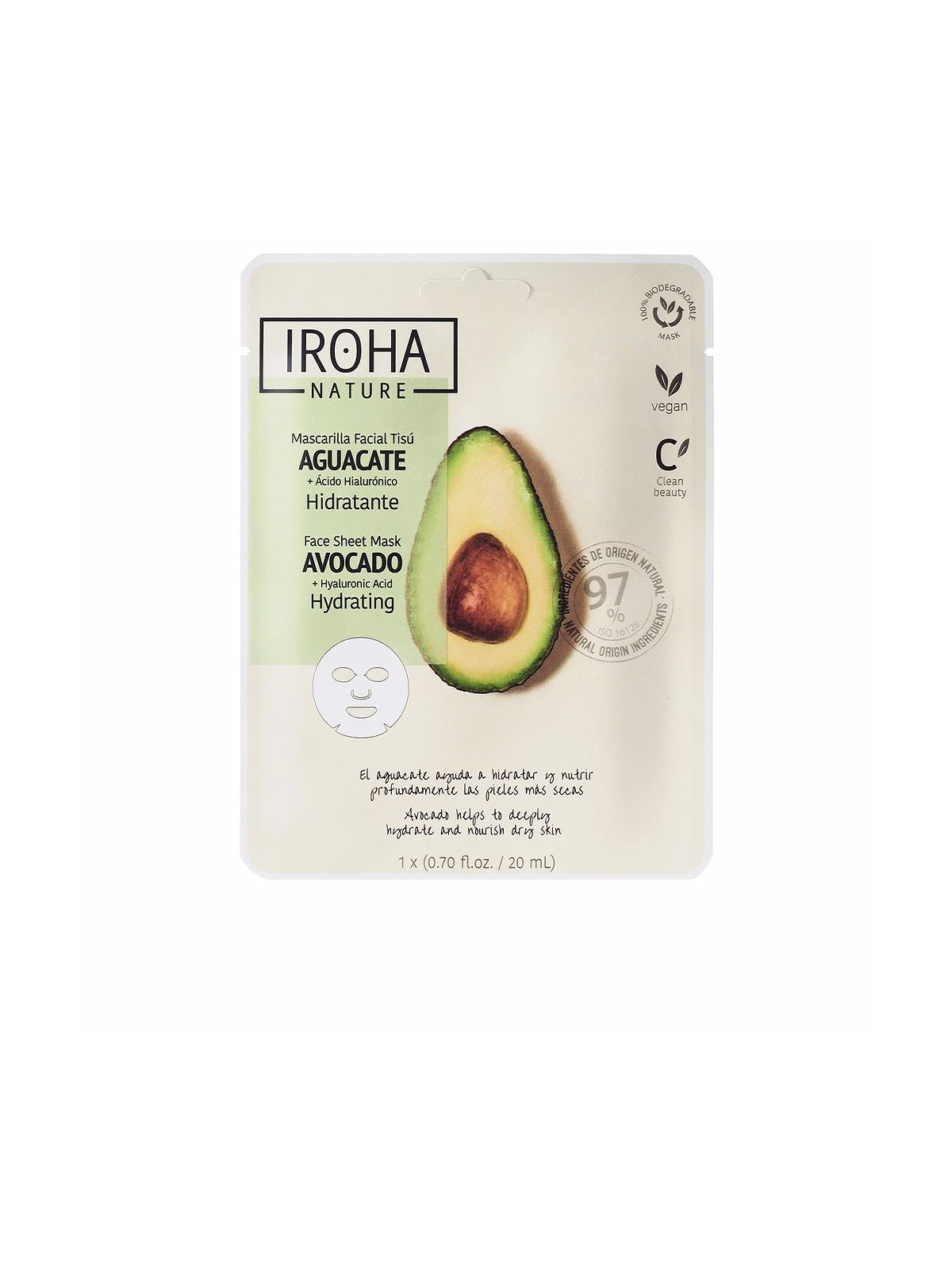 Iroha NATURE MASK avocado acido ialuronico 1 unit donna