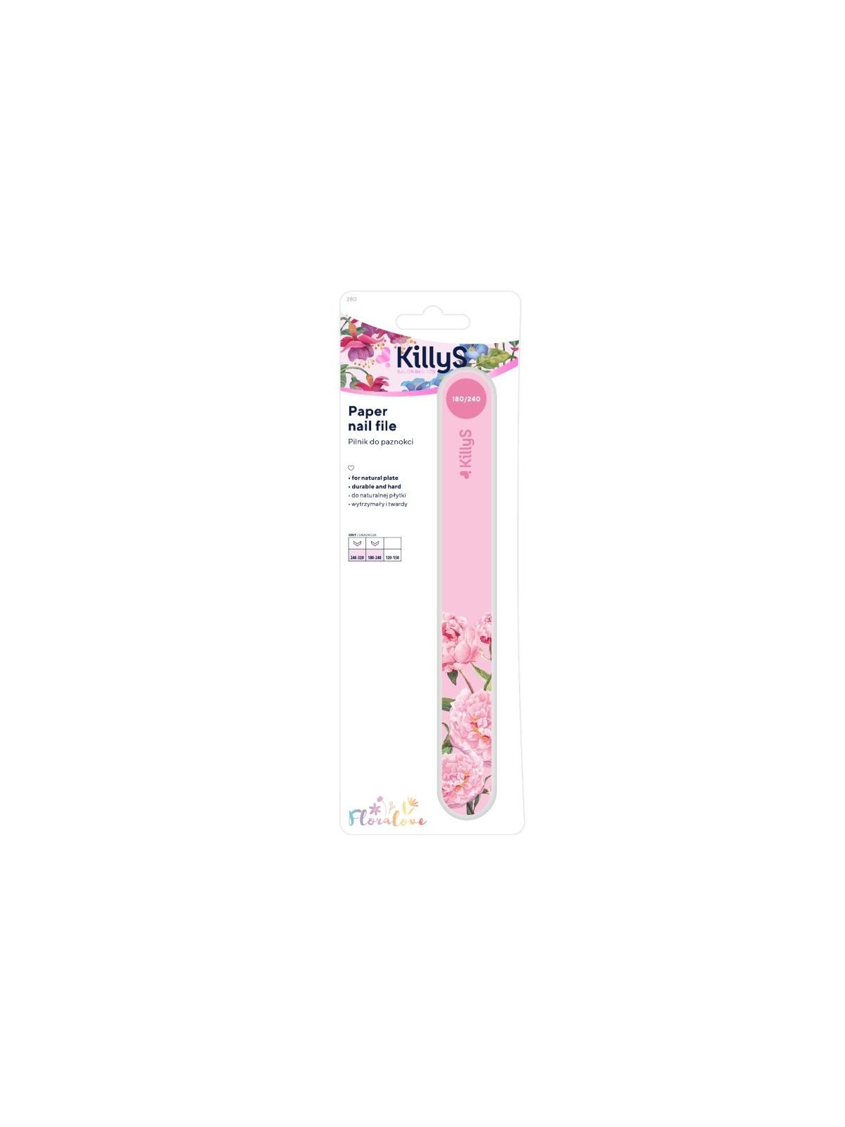KILLYS Lima per unghie in carta Floralove, lima per unghie dritta rosa 180/240