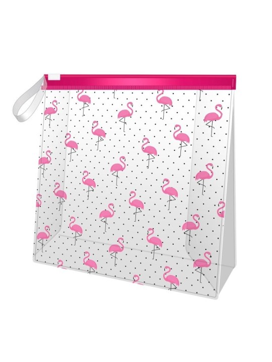KILLYS Borsa cosmetica trasparente con fenicotteri