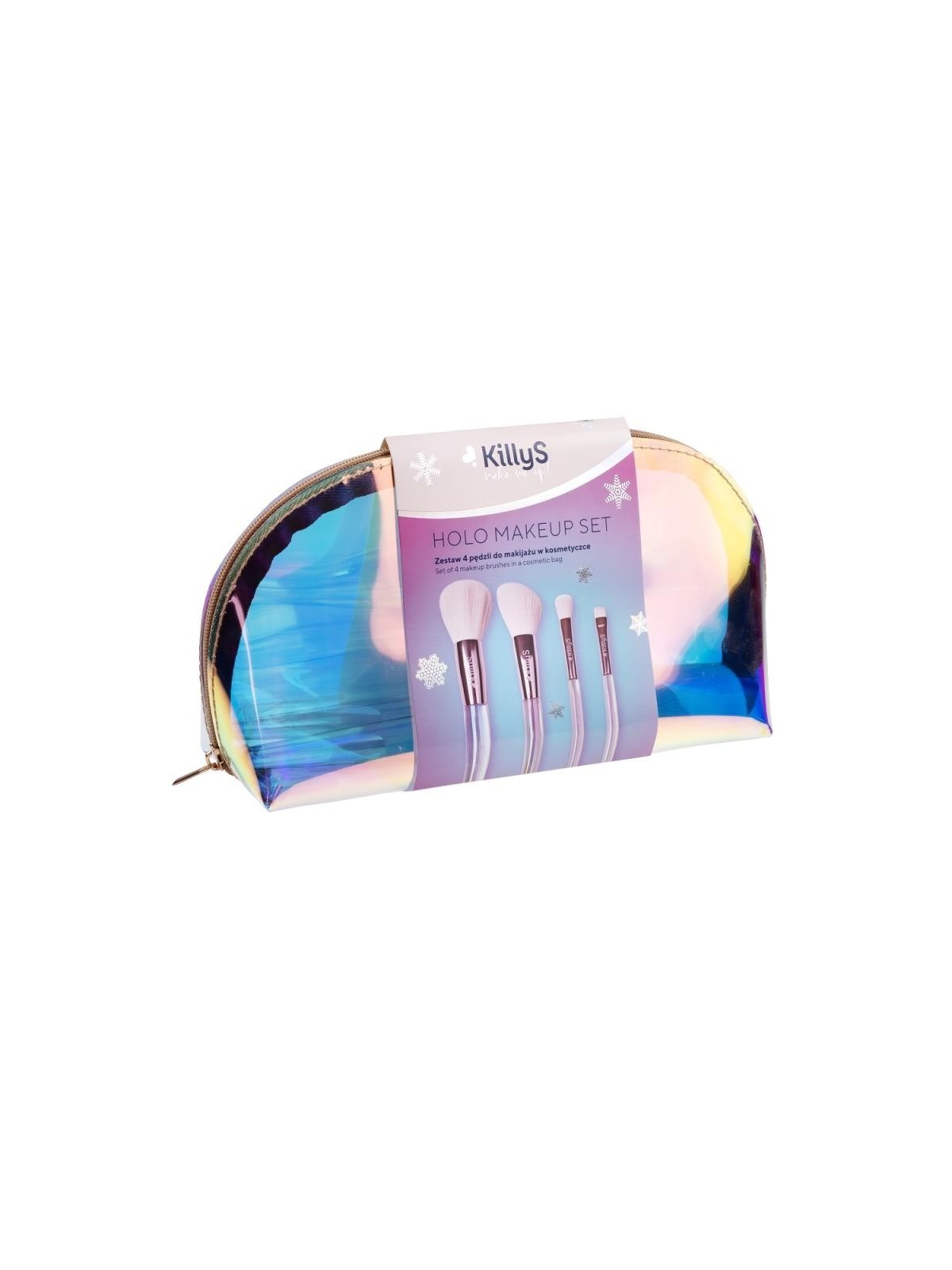 KILLYS SET Set di pennelli per il trucco Holo da 4 pezzi + trousse per cosmetici