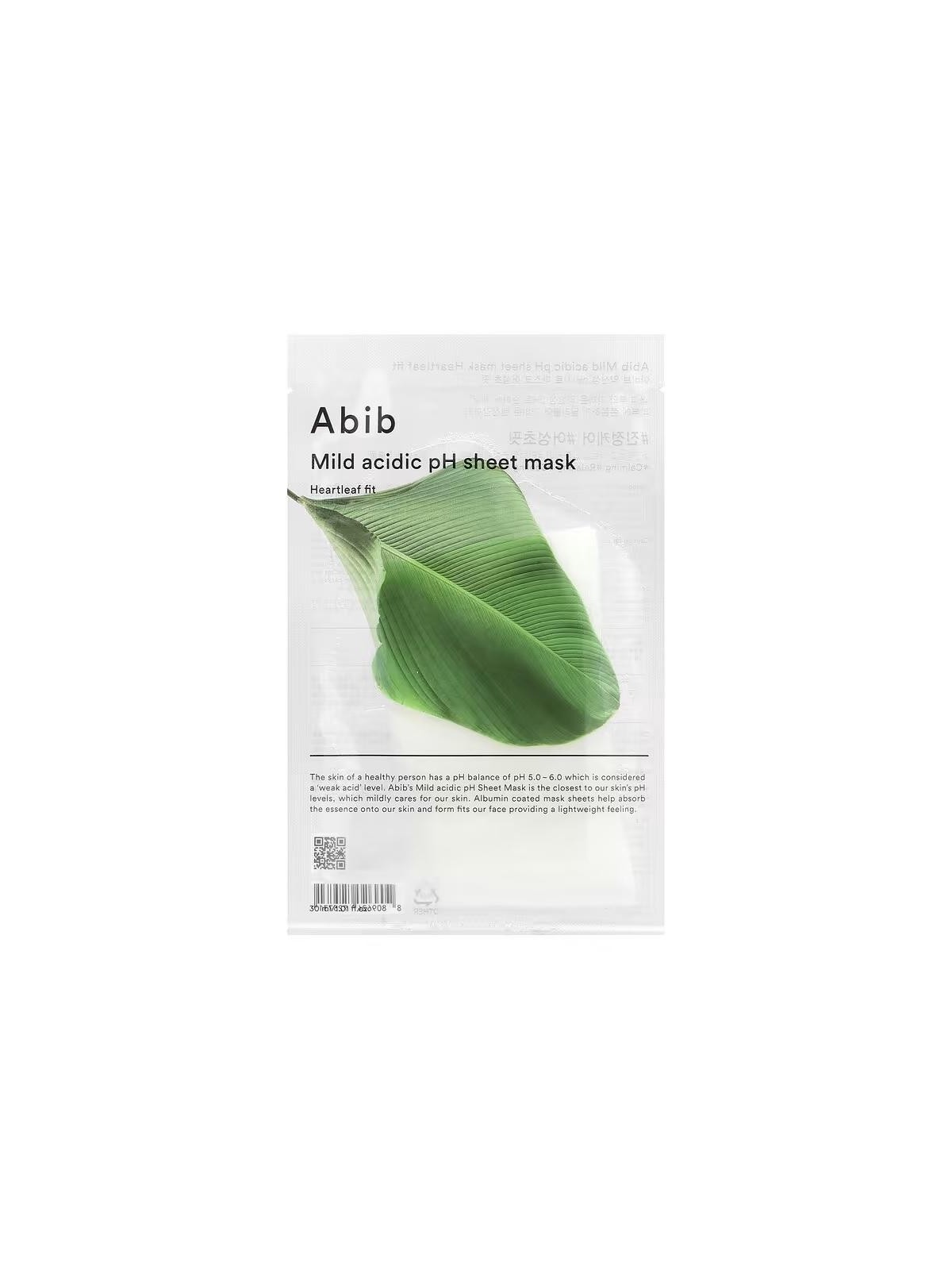 Abib maschera in tessuto a ph acido delicato heartleaf fit maschera viso in tessuto 30 ml
