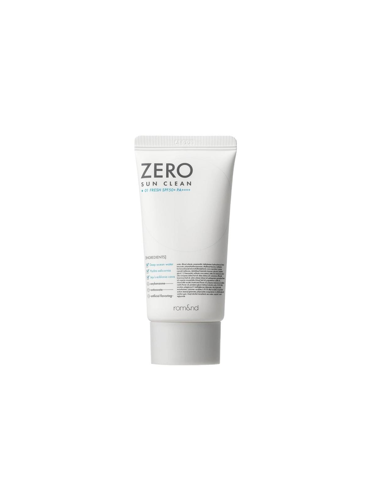 Rom&nd zero sun clean protezione solare viso spf50+ pa++++ 01 fresh 50ml