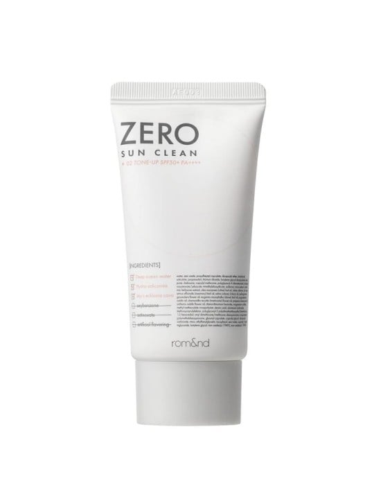 Rom&nd zero sun clean protezione solare viso spf50+ pa++++ 02 tone up 50 ml