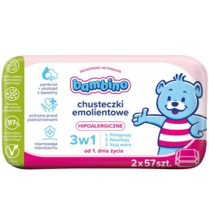 Bambino salviette emollienti 3 in 1 2x57 pezzi
