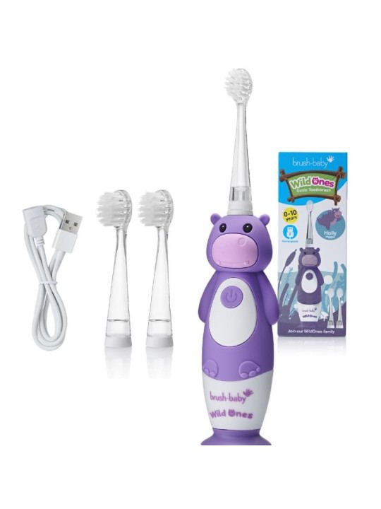 Brush baby spazzolino sonico wild ones per bambini 0-10 hippo