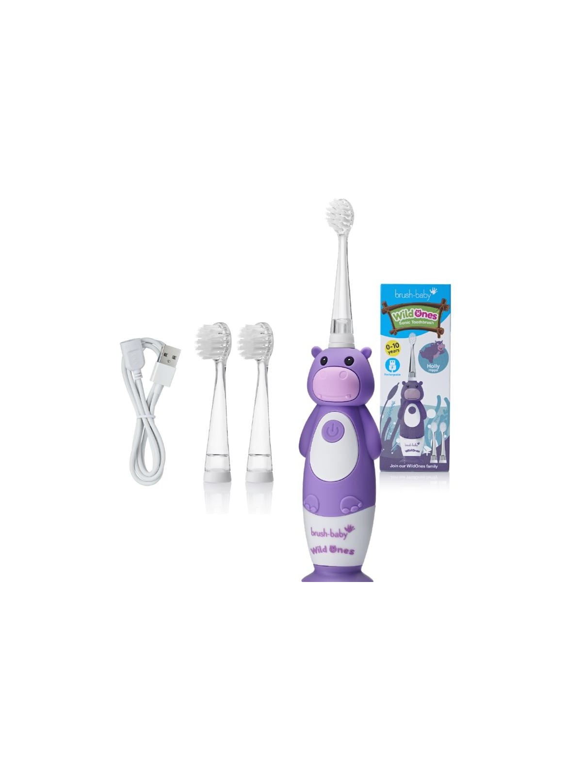 Brush baby spazzolino sonico wild ones per bambini 0-10 hippo