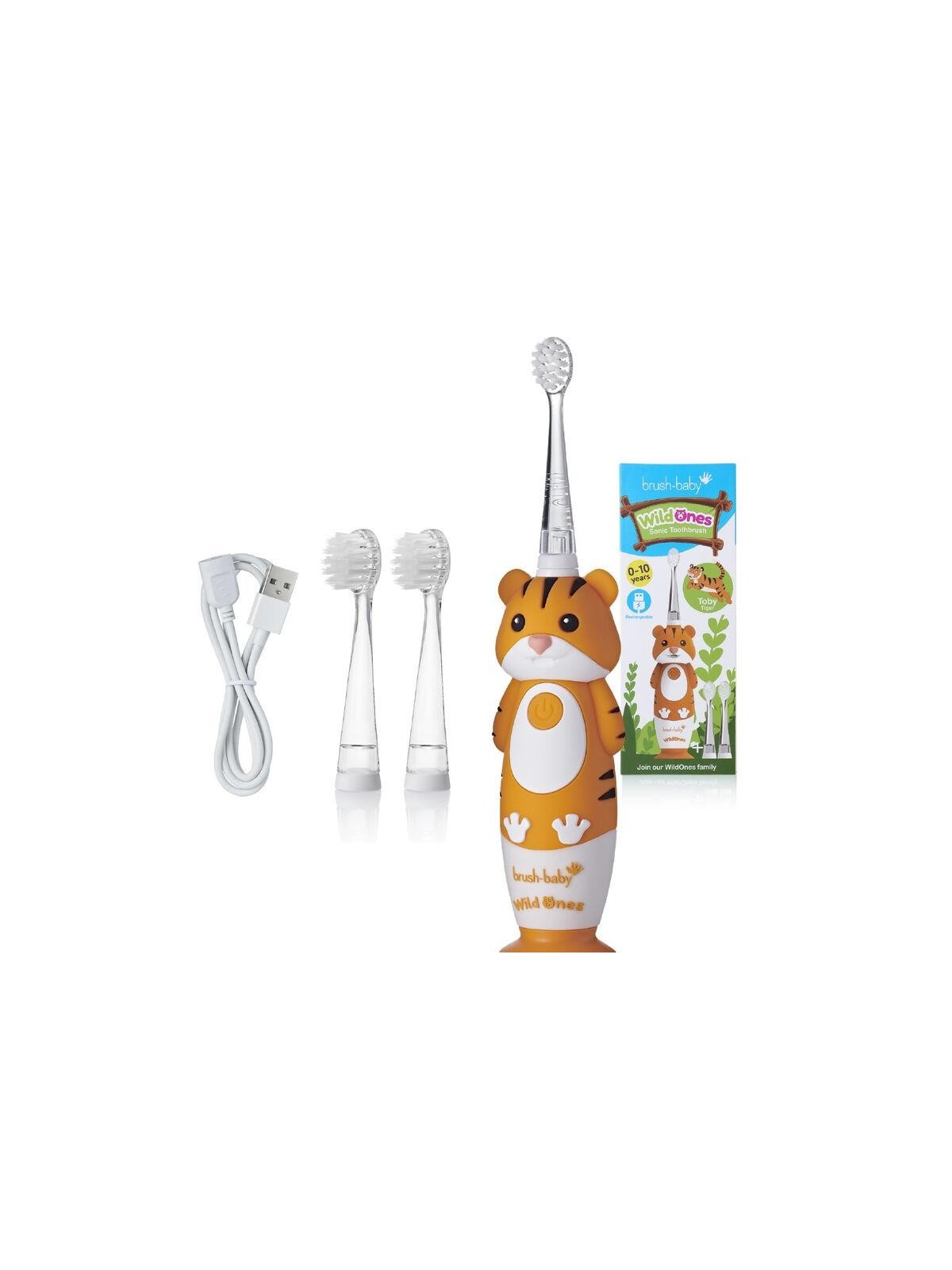 Brush baby spazzolino sonico wild ones per bambini 0-10 tiger