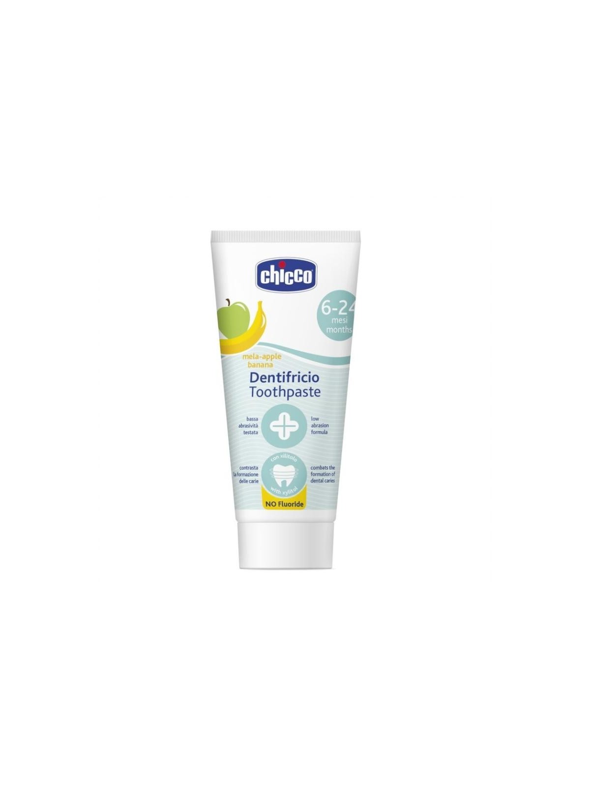 Chicco dentifricio dentifricio senza fluoro al gusto mela-banana 6-24 mesi 50 ml