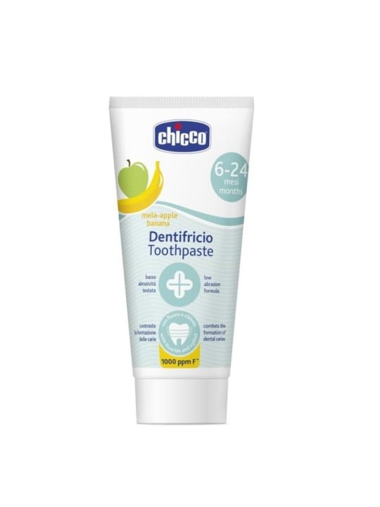 Chicco dentifricio dentifricio con fluoro 1000 ppm, gusto mela-banana, 6-24 mesi, 50 ml